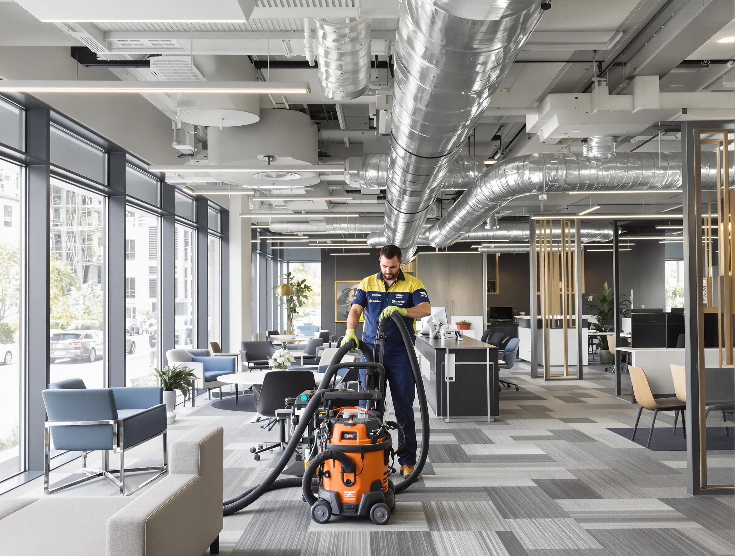 Lochbuie Air Duct Cleaning team performing thorough commercial duct cleaning at a Lochbuie business center