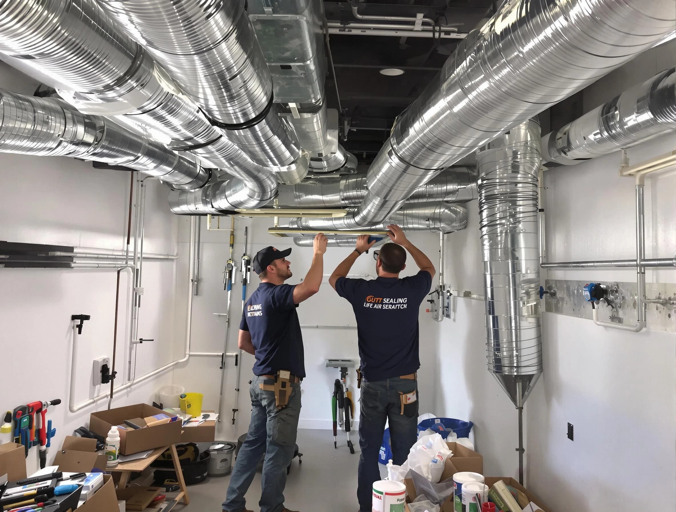 Lochbuie Air Duct Cleaning technician applying professional duct sealing solutions in Lochbuie