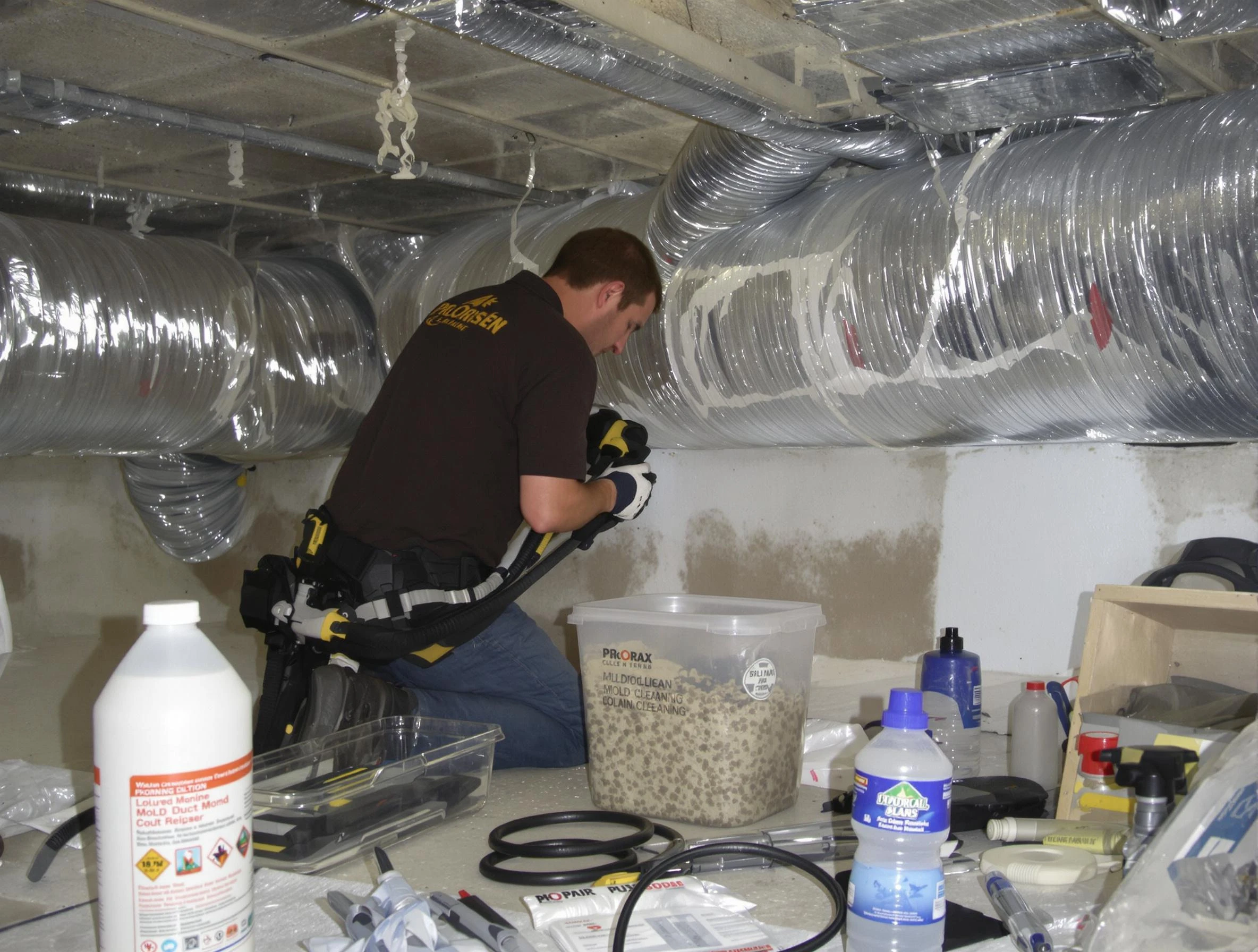 Lochbuie Air Duct Cleaning specialist performing professional mold removal from air ducts in Lochbuie